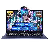 NIMO 17.3" IPS FHD-Gaming-Laptop, 8 Cores AMD Ryzen 7 6800H 32GB DDR5 RAM 1TB SSD (Beat i7-12700H Up to 4.7GHz) AMD Radeon 680M GPU-Computer with 100W Type-C Backlit Keyboard Fingerprint