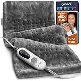 GENIANI Electric Heating Pad for Back Pain & Cramps Relief, Electric Throw, Self Care Gifts for Women, Heating Pad for Neck & Shoulder, Machine Washable Microplush, Auto Shut Off (12"x24", Tabby Gray)