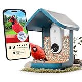 Bird Buddy PRO Solar Smart Bird Feeder with Camera - AI Bird Species Identification, 5MP Photos, 2K HD Video Live Stream Camera, Slow-Motion Video, 2.6in Focus - Blue Solar