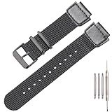 Military Nylon strap Compatible with Casio AE1200WH F-108 W218H AE1500WH A158WA W800H Men's stainless steel ring Replacement Watch band (Black Blackbuckle)