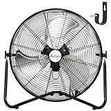 ACHAZEL 20" High Velocity Floor Fan, 3 Speed 5200 CFM Heavy Duty Metal Industrial Floor Fan with Wall-Mounting System, Ideal for Garage, Workshop, Greenhouse and Basement