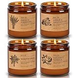 Soy Candles Set of 4, 9oz Natural Soy Wax Aromatherapy Candles, Home Scented Candles with 4 Scents (Lavender, Amber Sandalwood, White Sage, Coconut Vanilla), Gifts for Mom, Women, Relaxation, Yoga