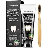 Lagunamoon Whitening Charcoal Toothpaste for Sensitive Teeth, Enamel Repair, Cavity Protection - Natural Toothpaste for Whitening, Removing Stains, Mint Flavor Freshen Breath Mint Gel - No Peroxide