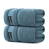 REDKISS Large Bath Towels Set 2 Piece, 100% Cotton, 31x63 in,Heavyweight 760G, Highly Absorbent & Quick Dry, Super Soft Luxury Shower Towels for Bathroom,Hotel Collection - Blue