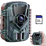 KJK Trail Camera, 36MP 2.7K Mini Game Camera with Night Vision Motion Activated Waterproof, 130°Wide-Angle Wildlife Camera 0.1s Trigger Time 3-Shot Burst, 2.0” HD TFT Screen Gifts for Men