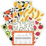 Augine Swedish Dishcloths for Kitchen, Swedish Dish Cloths 5 Pack, Super Absorbent Reusable Paper Towels Washable, Biodegradable, Quick Drying, Dishwasher Safe
