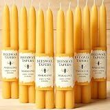 Beeswax Taper Candles,Pure Bees Wax Candle Sticks,8 Inch,12 Pack,Non-Toxic