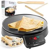 12" Griddle & Crepe Maker, Non-Stick Electric Crepe Pan with Batter Spreader & Recipe Guide- Dual Use Hot Plate for Breakfast Brunch, Blintzes, Eggs, Pancakes- Portable, Adjustable Temp Settings, Gift