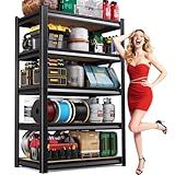 72''H Garage Shelving Heavy Duty 5-Tier Adjustable Storage Shelves Unit,2020 LBS Metal Wood Utility Rack Shelf for Industries, Warehouses, Basement,Black (72'H x 36''W x 16.1''D)