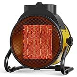Buyplus Electric Space Heater - Outdoor Heater with Super Long Cord, Overheat Protection, Heaters Heat Up in 2 Seconds, 3 Modes, Small Fan Heater Tent Ceramic Space Heater for Patio, Amber