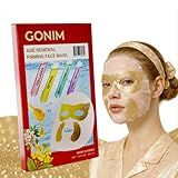 GONIM Korean Face Mask with Integrated Eye Patches with PDRN, Caffeine, Retinol, Collagen Face Mask, Hydrating Face Masks, Hyaluronic Acid Serum Sheet Mask Korean Skin Care Anti Aging 35ml/1.18ozx4