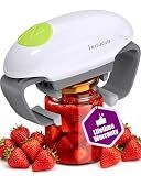 INSTACAN Higher Torque and One Touch Electric Jar Opener Easy Remove Almost Size Lid with Auto-Off, Powerful Bottle Opener for Arthritic Hands, Automatic Jar Opener for Weak Hands and Seniors (White)