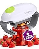 INSTACAN Higher Torque and One Touch Electric Jar Opener Easy Remove Almost Size Lid with Auto-Off, Powerful Bottle Opener for Arthritic Hands, Automatic Jar Opener for Weak Hands and Seniors (White)