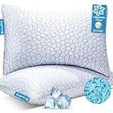 QUTOOL Cooling Pillow for Sleeping, CertiPUR-US Shredded Memory Foam Queen Pillows Set of 2, Cool Pillow for Hot Sleepers Adjustable Firm Pillow for Side, Back, Stomach Sleepers Soft Yet Support,White