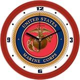 SunTime U.S. Marines 11.5" Wall Clock, Non Ticking Silent Movement, Red Bezel with Glass Face