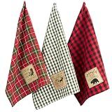 DII Holiday Kitchen Towels Embroidered Dish Towel Set, 18x28, Cabin Christmas, 3 Piece