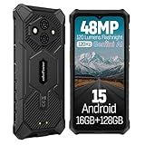 Ulefone RugKing 3 Pro Rugged Phone Unlocked, Octa-core 16GB+128GB/2TB, Android 15, 6.56" 120Hz, 48MP+2MP+8MP, 5600mAh, IP69K & IP68 Proof, Water-Lock, Dock Charging, Al Assistant(Gemini), Black