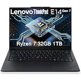 Lenovo ThinkPad E14 Gen 7 Business AI PC Laptop (14" FHD+, AMD Ryzen 7 250 (> Intel Ultra 7 155U), 32GB DDR5 RAM, 1TB SSD), Backlit KB, Fingerprint, 5MP Webcam, Ethernet, Wi-Fi, Win 11 Pro, 2026