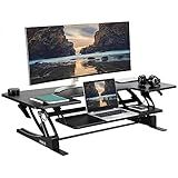 VIVO 48 inch Height Adjustable Large Stand Up Desk Converter, V Series, Quick Sit to Stand Tabletop Dual Monitor Riser Workstation, Black, DESK-V048V