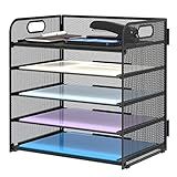 Supeasy 5 Trays Paper Organizer Letter Tray with Handle-Mesh Desk File Organizer, Paper Sorter Desk Organizer for Office, Home or School