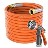 SPECILITE Garden Hose 50 ft x 5/8 in Heavy Duty, Flexible and Lightweight Water Hose, Burst 600 psi, Kink-less Hybrid Rubber Hose for Backyard, 3/4'' Brass Fittings