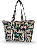 LKGSM RUGS Cotton Tiger Block Print Tote Bag, Indian Handmade Shopping Shoulder Bag, Unisex Market Daily Use (1, DN 14)