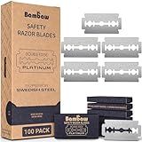 Bambaw Double Edge Safety Razor Blades, 100 Pack, Platinum Swedish Stainless Steel Replacement Razor Blades, Long-Lasting Performance, Smooth & Precise Shave, Up to 2 Years Supply