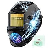 YESWELDER Auto Darkening Welding Helmet, Blue Light Blocking, 1/1/1/1 True Color Solar Powered Welding Hood with 2 Arc Sensors, Wide Shade 3.5/9-13 Welder Mask for TIG MIG ARC and Grind