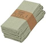 Ruvanti Cloth Napkins Set of 12, 18x18 Reusable Napkins Cloth Washable, Soft & Durable Table Napkins, Polycotton Chambray Dinner Napkins for Parties, Christmas, Thanksgiving, Weddings - Olive Branch