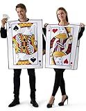 Spooktacular Creations 2 Pcs Adult Couple King & Queen Playing Card Costume for Halloween Costume Cosplay Party, Trick or Treating White