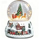 Aobaks Christmas Snow Globe with LED Light Musical Snowflakes Holiday Decoration Gift, 5.9 Inch Santa Claus and Christmas Tree Water Globe.