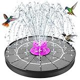 Solar Bird Bath Fountain Pump, 2026 Upgrade 4W Solar Powered Water Pump, Outdoor 6.3 Inch Water Fountain Pump with 8 Nozzles, Hummingbirds, Garden, Pool, Pond Hot Pink