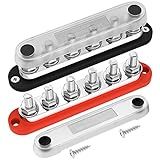 DaierTek 300A Bus Bar 12V Marine 12V Power Distribution Block with Cover 6 x 3/8" (M10) Terminal Studs Max 300V AC 48V DC Positive & Ground Busbar for Automotive Car Boat