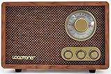 LoopTone AM FM Classic Retro Radio with Bluetooth Speaker,Vintage Wood Table Radio with Treble Bass Control for Kitchen Living Room with Rotary Knob Brown