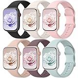6 Pack Sport Bands Compatible with Apple Watch Bands 38mm 40mm 41mm 42mm 44mm 45mm 46mm 49mm for Women Men, Soft Wristband Silicone Sport Strap for iWatch Bands Series 11 10 9 8 7 6 5 4 3 2 1 Ultra SE