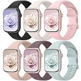 6 Pack Sport Bands Compatible with Apple Watch Bands 38mm 40mm 41mm 42mm 44mm 45mm 46mm 49mm for Women Men, Soft Wristband Silicone Sport Strap for iWatch Bands Series 11 10 9 8 7 6 5 4 3 2 1 Ultra SE