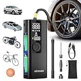 Airmoto Tire Inflator Portable Air Compressor - Air Pump For Car Tires with Digital Pressure Gauge, LED Light and Auto Shut-Off Function - Cordless Pump for Car, Motorcycle, Bicycle, Balls and More