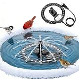 Upgrade Bird Bath Heater De-icer with Fountain Water Pump 200W Heated Bird Baths for Outdoors in Winter Thermostatically Controlled Upgrade 6ft Chew-Proof Cord for Garden Patio Backyard