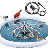 Upgrade Bird Bath Heater De-icer with Fountain Water Pump 200W Heated Bird Baths for Outdoors in Winter Thermostatically Controlled Upgrade 6ft Chew-Proof Cord for Garden Patio Backyard