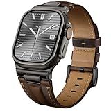 Tlselt Leather Band for Apple Watch Ultra 3/Ultra 2 Bands 49mm 46mm 45mm 44mm, Top Genuine Leather Designer Replacement Strap for iWatch Ultra 3 2 1 SE series 11 10 9 8 7 6 5 4 3