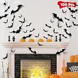 LUDILO 100Pcs Bats Halloween Decorations: Halloween Bats Wall Décor Sticker
