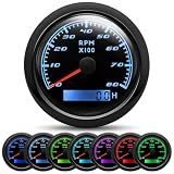 JAFOWSEY Boat Tachometer 8000 RPM 3-3/8" 85mm for Gasoline Diesel Engine