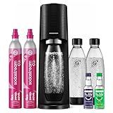 SodaStream TERRA Sparkling Water Maker, Value Bundle, CQC CO2 System, Includes 2 Quick Connect 60L CO2 Cylinders, 3 Dishwasher Safe BPA Free Bottles, 2 bubly Flavor Drops, Make your own Pepsi, Black