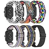 HQzon 6 Pack Stretchy Nylon Bands Compatible with Amazfit Active 2/Active,20mm Soft Fabric Breathable Replacement Sport Strap for Amazfit Bip 3 Pro/GTR mini/GTS 4/3/2 Women Men