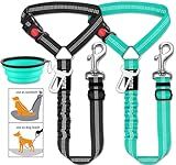 3 Piece Dog Car Seat Belt Set - Retractable Adjustable Pet Seatbelts for Vehicle Headrests - Heavy Duty, Elastic & Durable Car Harness for Dogs