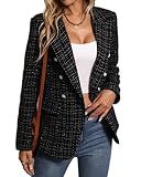 Mina Self Blazers for Women 2026 Black Spring Jackets Womens Blazer Funeral Airport Clothes Business Casual Dressy Fashion Blouse Holiday Party Vacation Outfits Plaid Work Office Trendy Women's Tops