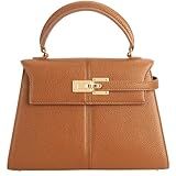 Women's Top-handle Handbags– Vegan Leather Vintage Top Handle Design with Adjustable Strap, Fashion Commuter Crossbody Bag, BROWN, Large