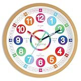 Roymnie Wall Clock for Kids Learning - Teaching Time Wall Clocks Battery Operated Silent Non Ticking - Analog Colorful Clock Decorative for Kids Room Classroom School(8 Inch)