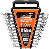 HORUSDY 12-Piece Metric Wrench Set | Combination Wrench Set with Organizer | 12 Point | 8mm - 19mm | Chrome Vanadium Steel