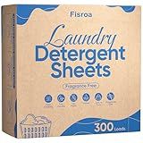 Fragrance Free Laundry Detergent Sheets Travel Eco-friendly 300 Loads Fisroa Clothes Washing Detergent Sheets Plastic-Free Washer Strips, Unscented Liquidless Laundry Strips Tablet